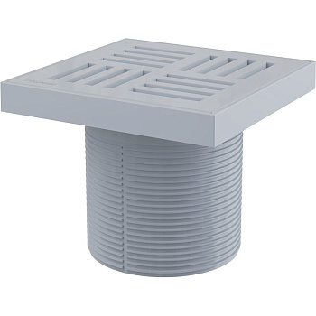 Горло сливного трапа, решетка 150х150 мм серая