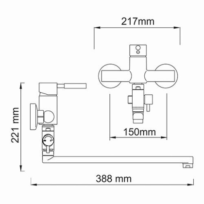Wern 4202L Смеситель для ванны с длинным изливом