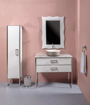 Тумба MONACO 100см h74см белая глянец + хром под раковину чашу 867-100-WCR Boheme