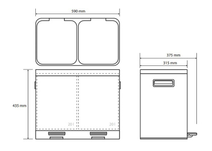 Контейнер для сортировки мусора Bemeta Home 104315272 Нержавеющая сталь Черный матовый, 2× 20 l Контейнер для сортировки мусора Bemeta Home 104315272 Нержавеющая сталь Черный матовый, 2× 20 l