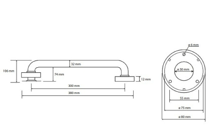 Поручень Bemeta Help 301100300 Черный матовый, 300 мм,  чёрный с крышками