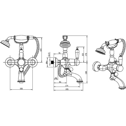 Смеситель для ванны (душевой комплект)_Комплект