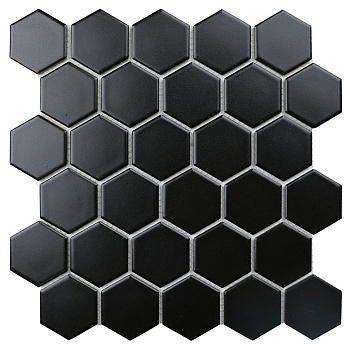Керамическая мозаика, Hexagon Small Black Matt 51x59, Geometry