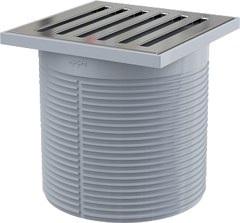 Горло сливного трапа, решетка 105x105 мм нержавеющая сталь