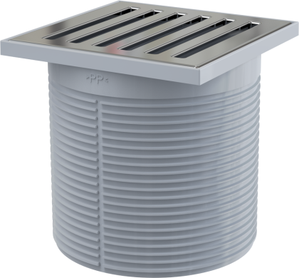 Горло сливного трапа, решетка 105x105 мм нержавеющая сталь