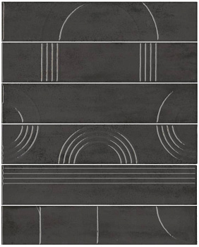 Панно Мажорель чёрный глянцевый (из 6 частей 6х28,5) 36x28,5x1