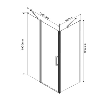 Душевой уголок Orta VSR-1O9010CL, 1000*900, хром, стекло прозрачное
