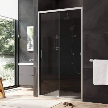 W90G-110-1-195MG Gem Solo Дверь душевая 110х195, стекло тонированное, профиль матовый Хром
