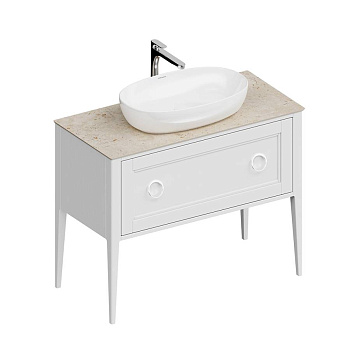 Тумба PLAZA Classic Neo напольная с ящиками 100, белая матовая PL.CN.100.1+1\WHT.M