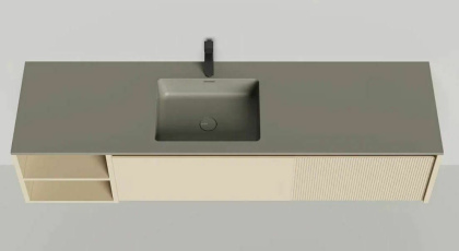 Подвесная тумба Domino 1800, эмаль, с открытой полкой, под встраиваемую раковину