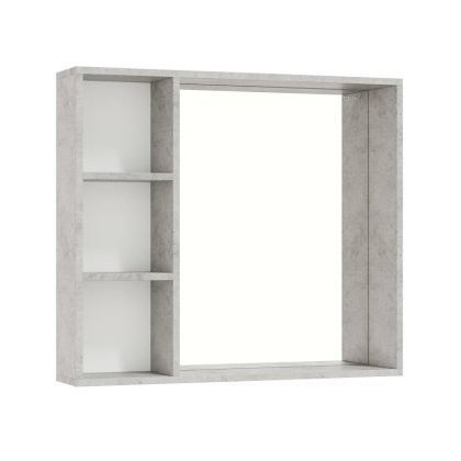 Шкаф-зеркало Onika Девис 80 бетон чикаго, универсальный Шкаф-зеркало Onika Девис 80 бетон чикаго, универсальный