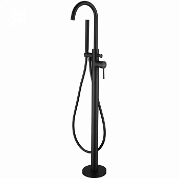 Смеситель ABBER Wasser Kreis AF8115B напольный для ванны, черный матовый Смеситель ABBER Wasser Kreis AF8115B напольный для ванны, черный матовый