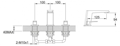 ARLIE Смеситель для раковины на три отверстия, без донного клапана ARL-LTF-CRM