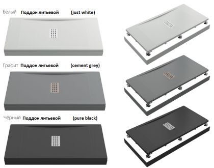Душевой поддон Creto Etna 160x90 прямоугольный, серый Душевой поддон Creto Etna 160x90 прямоугольный, серый