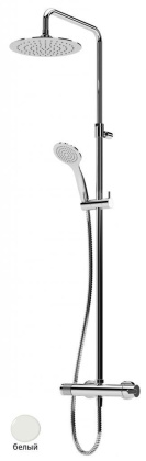 LEAF-CDA-25-L-BIO Душевая стойка телескопическая, с верхним и ручным душем, верхний душ диаметр 250 мм , исполнение Белый матовый LEAF-CDA-25-L-BIO Душевая стойка телескопическая, с верхним и ручным душем, верхний душ диаметр 250 мм , исполнение Белый матовый