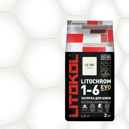 Затирка цементная LITOCHROM 1-6 EVO LE.200 белый 2кг Затирка цементная LITOCHROM 1-6 EVO LE.200 белый 2кг