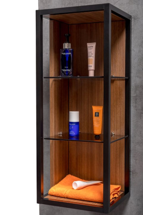 Пенал LOFT низкий dark wood, полки стекло 895-D Boheme