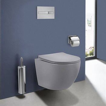 Унитаз подвесной Globo VT1-14SMG безободковый, цвет матовый серый, ультратонкое сиденье soft-close Унитаз подвесной Globo VT1-14SMG безободковый, цвет матовый серый, ультратонкое сиденье soft-close