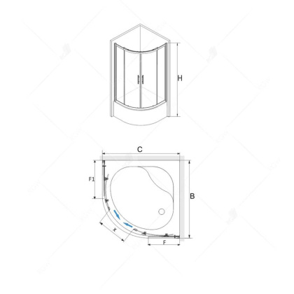 Душевой уголок RGW Dolphin TN-109 90х90 28911999-11 с поддоном профиль Хром стекло прозрачное