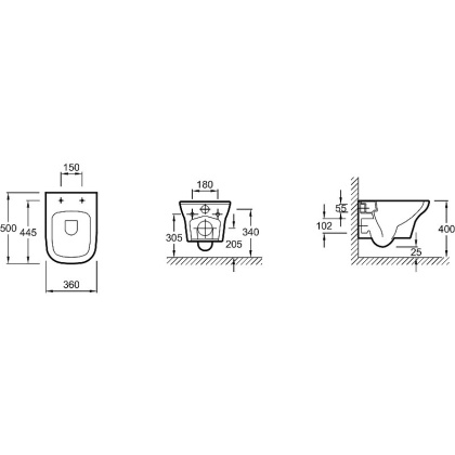 Комплект Jacob Delafon унитаз c инсталляцией и кнопкой Vox, E21746RU-00, шт