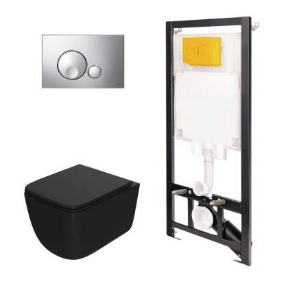 Сет: Инстал.OLI 80 ECO +панель Globe хр.глянц., OLI+Унитаз Point Меркурий, чёрный