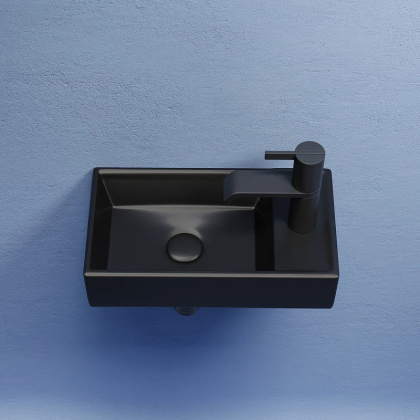 Умывальник подвесной прямоугольный (чаша слева, отверстие под смеситель справа) цвет черный матовый Element 407*217*100
