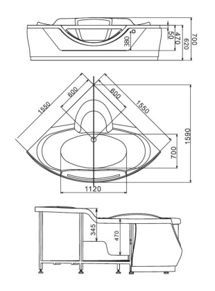 Акриловая ванна Gemy G9025 II K Акриловая ванна Gemy G9025 II K