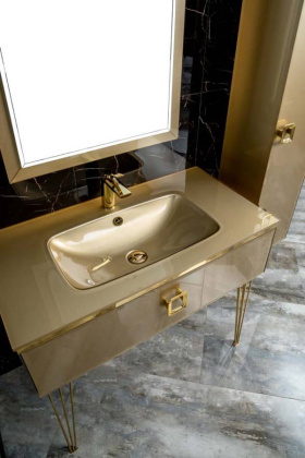 Столешница стекло 100см моноблок Светлое золото Столешница стекло 100см моноблок Светлое золото