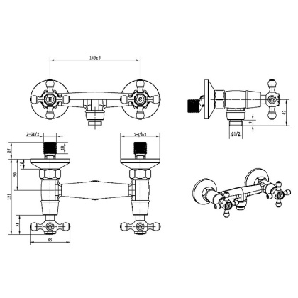 Смеситель для душа  ROYAL CRYSTAL Black, хром_Комплект Смеситель для душа  ROYAL CRYSTAL Black, хром_Комплект