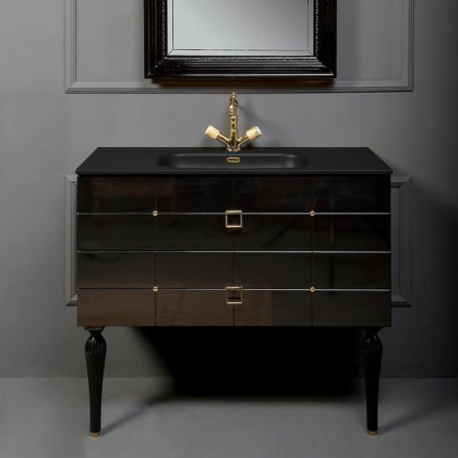 Тумба Piazza 100 черная + золото_Комплект 841-100-BG Boheme