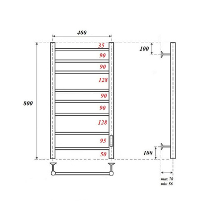 Полотенцесушитель электрический Point Аврора PN10848W П8 400x800 диммер справа, белый Полотенцесушитель электрический Point Аврора PN10848W П8 400x800 диммер справа, белый