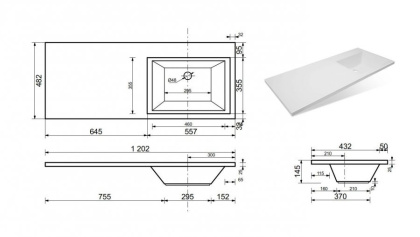 Раковина "Dallas silk" правая 1200х480