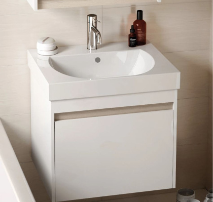 Тумба BUONGIORNO PLUS подвесная с ящиками 60, белая глянцевая-дуб Кантри BGP.60.1+1\WHT