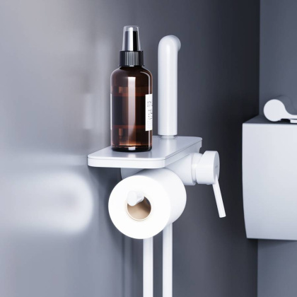 773500200 Jupiter, монтируемый в стену Смеситель с гиг душем и полкой, Белый, шт