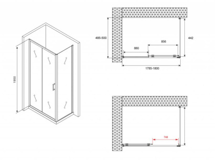 Душевой уголок ABBER Schwarzer Diamant AG30180B-S50B