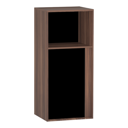 Средний шкаф Metropole левосторонний, 40 см,  цвет сливовое дерево, фасад черное акриловое стекло