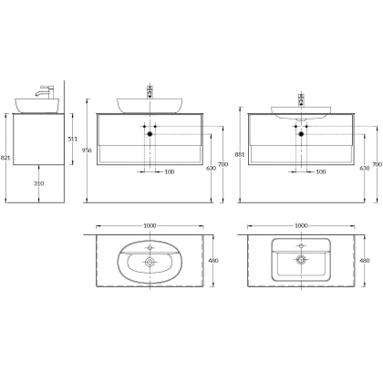 Тумба PLAZA Modern подвесная 100 белый 1 ящик + полка PLB.MN.100.1\WHT