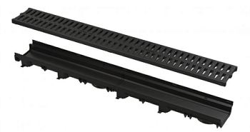 Дренажный канал 60мм с пластмассовой рамой и пластмассовой решеткой A15