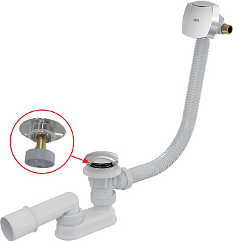 Сифон для ванны CLICK/CLACK с напуском воды через перелив для ванн с толстыми стенками, хром Сифон для ванны CLICK/CLACK с напуском воды через перелив для ванн с толстыми стенками, хром