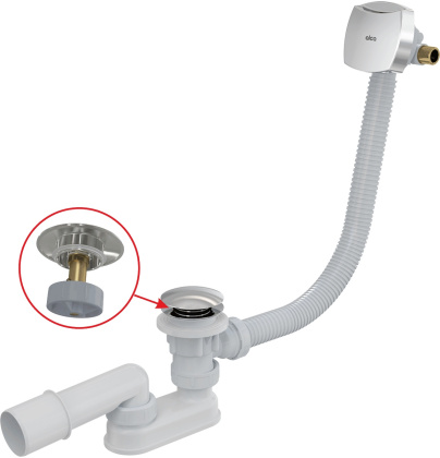 Сифон для ванны CLICK/CLACK с напуском воды через перелив, хром Сифон для ванны CLICK/CLACK с напуском воды через перелив, хром