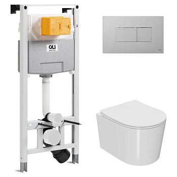 Сет: OLI 120 ECO Sanitarblock pneumatic+Панель KARISMA, хр. мат. + Унитаз Point Веста PN41701