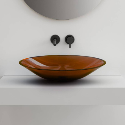 Раковина накладная прозрачная ABBER Kristall AT2812Opal коричневая Раковина накладная прозрачная ABBER Kristall AT2812Opal коричневая