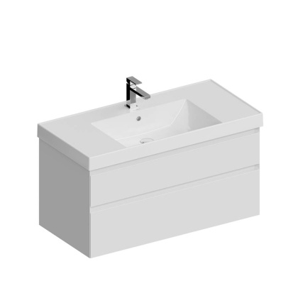 Тумба CUBO подвесная с ящиками 100, белая матовая