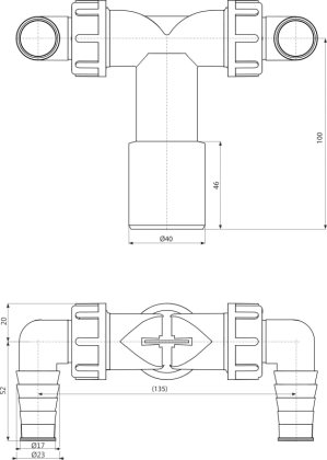 Двойной штуцер G1"/17-23 с обратными клапанами Двойной штуцер G1"/17-23 с обратными клапанами