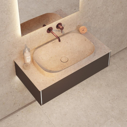 Смеситель для раковины ETERNA однорычажный настенный, без донного клапана, брашированная медь, pvd