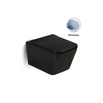 Унитаз подвесной Q-Line VT1-12MB безободковый, цвет матовый черный, ультратонкое сиденье soft-close Унитаз подвесной Q-Line VT1-12MB безободковый, цвет матовый черный, ультратонкое сиденье soft-close
