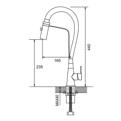 Смеситель для кухни с гибким изливом Shevanik S943 S943H-3