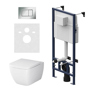 IS70251.901701 Инсталляция с клавишей ProC S глянец. Хром с подвесным унитазом Gem FlashClean с сид м/лифт