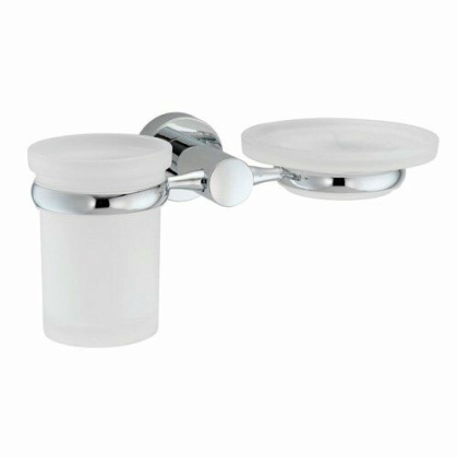 Держатель стакана и мыльницы Donau, 20,5х9,5х11,5 см, хром и белый, K-9426