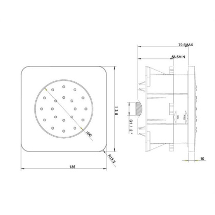 Форсунка боковая скрытого монтажа OMNIRES (хром) S28CR